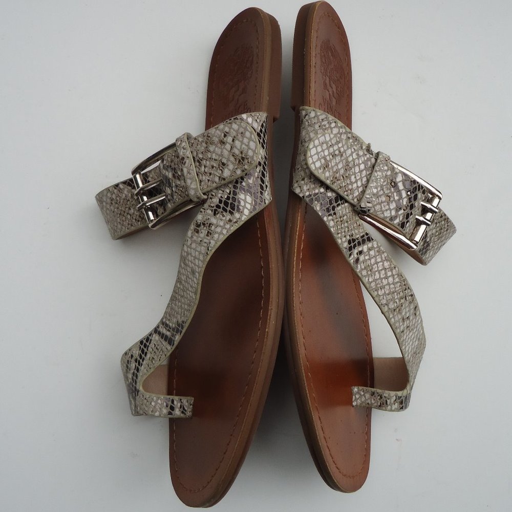 SIZE 7.5. Vince Camuto leather snakeskin print sandals. - Picture 5 of 11